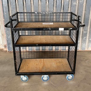 Used Heavy Duty 6 Wheel Stock Shelf Trolley Black